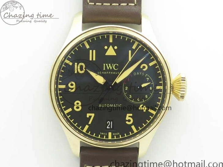 MIROTIME 0311 Big Pilot IW501005 Real Bronze ZF 1:1 Best Edition Black Dial on Brown Leather Strap A Sleek 7192